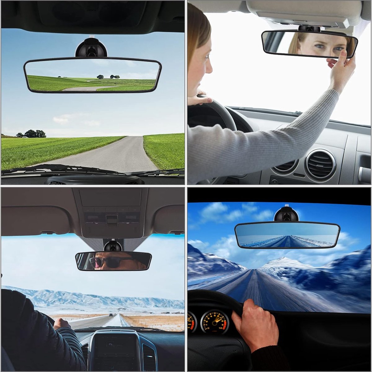 Rétroviseur universel pour voiture, camion, intérieur avec ventouse (largeur 24,5 cm Rétroviseur universel pour voiture, camion, intérieur avec ventouse (largeur 24,5 cm