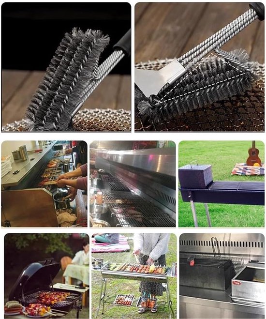 Brosse Barbecue Inox 44,5 Cm - Nettoyage Grille Ultra-Efficace Et Robuste - Poils Épais Anti-Rouille