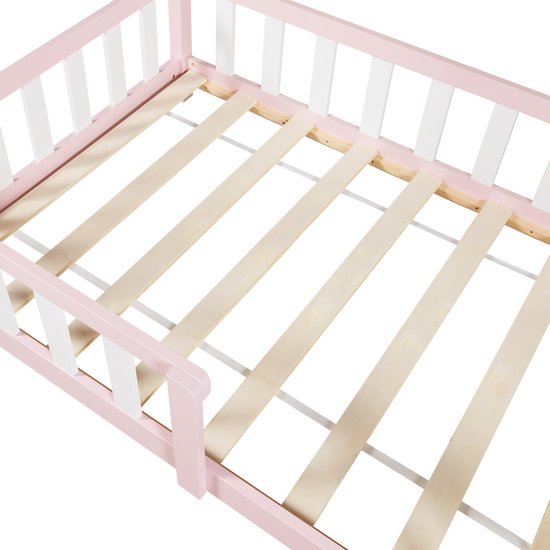 Lit enfant Sisimiut avec antichute 90x200 cm rose et blanc
