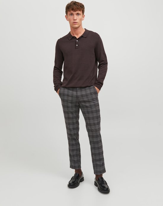 JACK & JONES Ollie Louis Winter Chino coupe classique - chino homme - à carreaux rouge bordeaux - Taille : 29/32