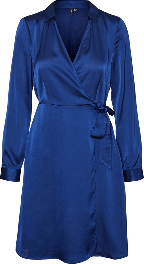 Vero Moda Neel Lang Mouw Jurk Blauw XS Vrouw