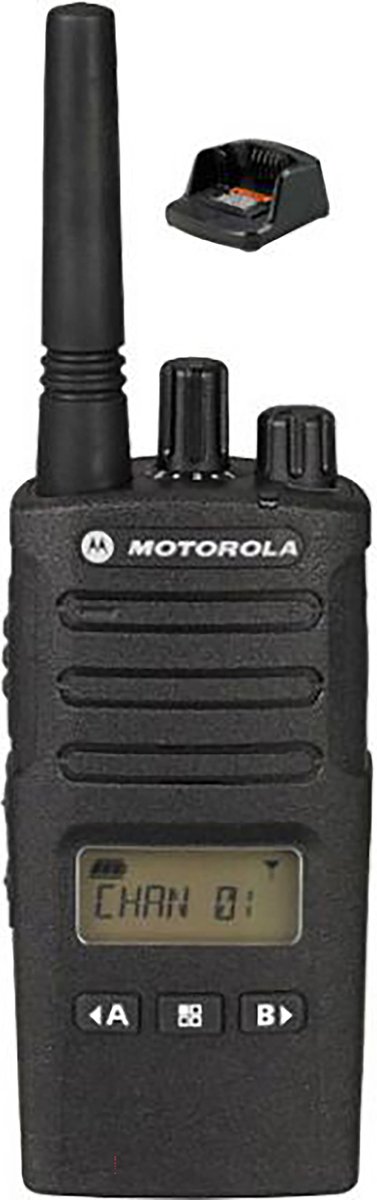 Set van 2 Motorola XT460 IP55 PMR446 met beveiliging oortje M1 en tafellader