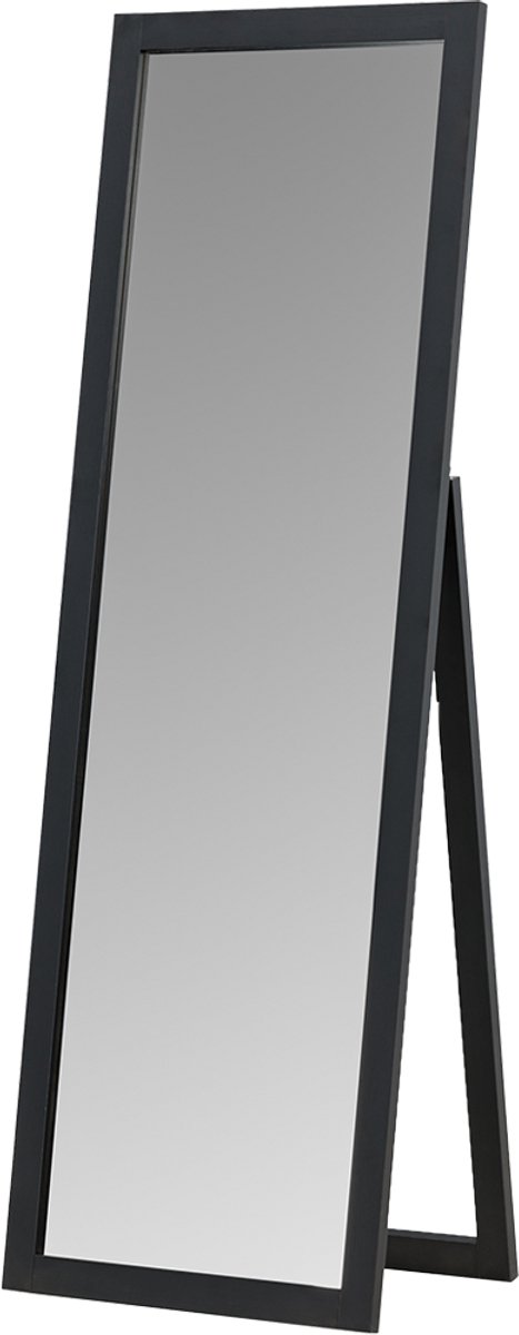Nest living Ruby Staande Spiegel Zwart - Houten Lijst - Passpiegel - met Standaard - Zwarte Rand - Modern - Kleedkamer Spiegel - 55 x 170 cm