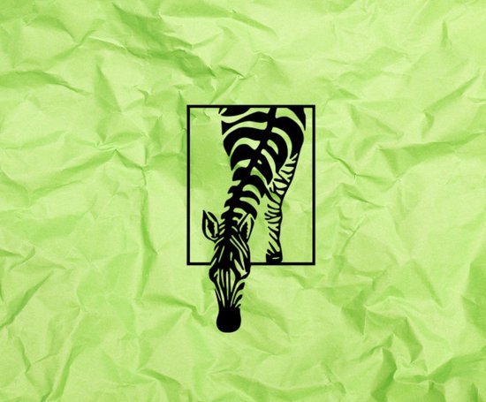 Djemzy - décoration murale salon - chambre - décoration murale - bois - noir - animaux - Zebra sur cadre - MDF 6 mm