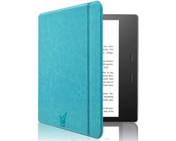 Hoesje geschikt voor Kindle Oasis Gen 10 - Book Case Premium Sleep Cover Kunstleer Hoes met Auto/Wake Functie - Blauw