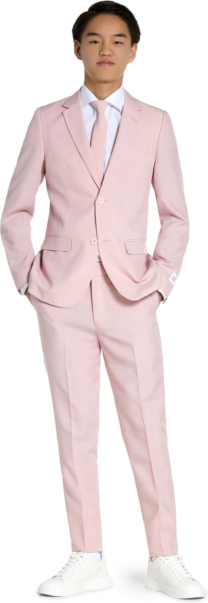 OppoSuits Tiener Lush Blush - Jongens Pak - Carnavalskleding - Effen gekleurd - Roze - Feest - Maat 158/164