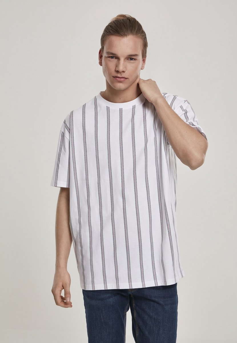 Urban Classics Heavy Oversized AOP Stripe Heren T-shirt S Wit