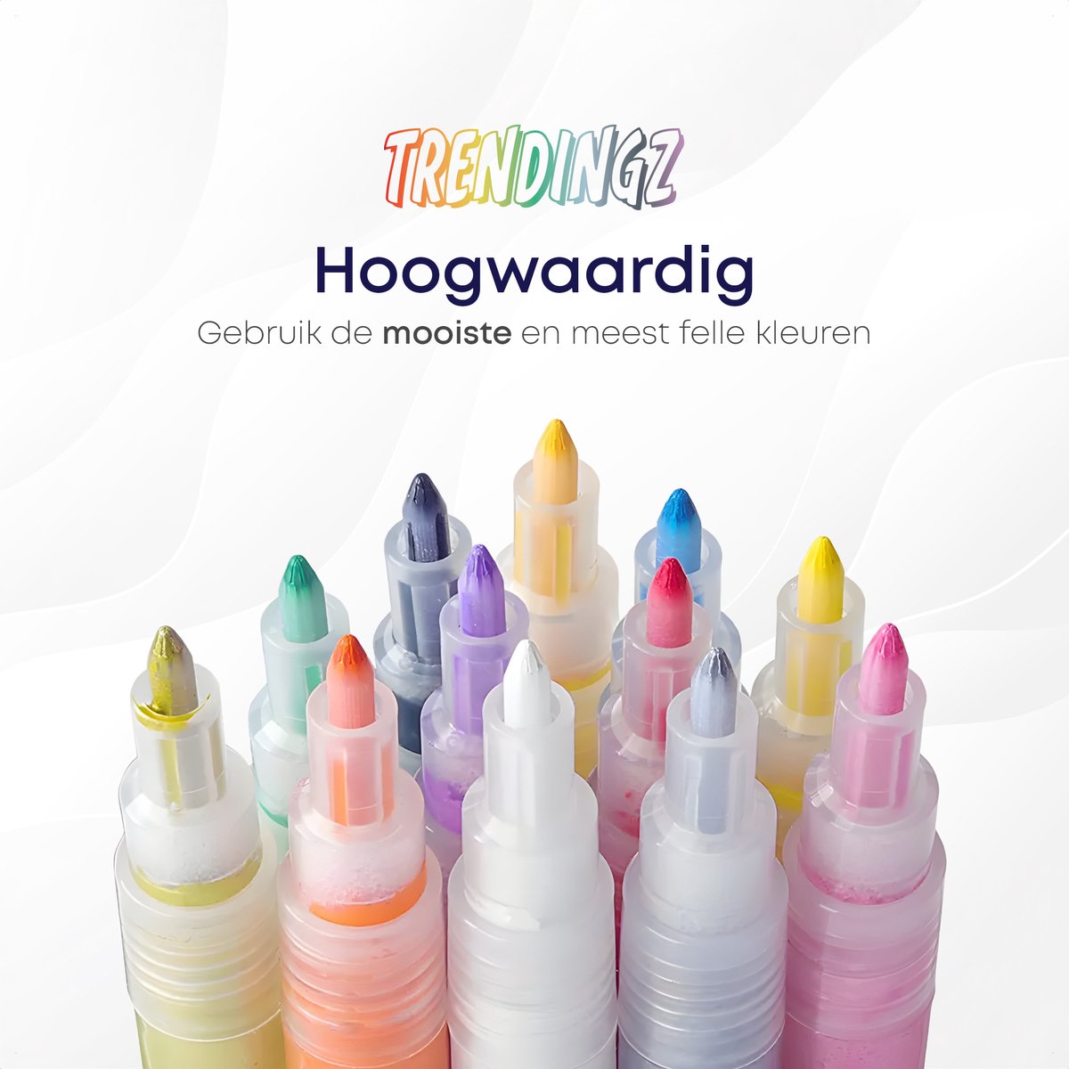 TrenDingz® Premium Acryl Verf Stiften - 12 Stuks Kleuren - Happy Stones Stenen Schilderen - 0,7 mm tip - Acrylverf Tekenset Acrylstiften - Kinderen & Volwassenen — afbeelding 6