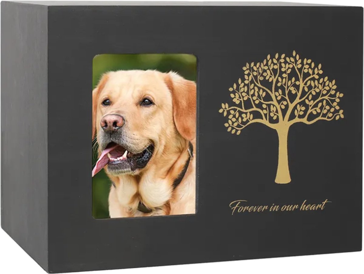 Bol.com Luxueuze Mini Urn Hond Kat – Urne – Hout – Urnen – Urn Voor Dieren – Urn Hond Overleden – Urn Kat – Zwart – Inclusief Fl... aanbieding