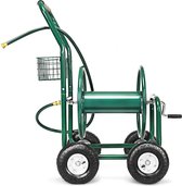 Bol.com Trendmix Tuinslanghaspel XXL – Metalen Slangenwagen met 4 Luchtwielen – 80m Capaciteit – Anti-slip Handgreep – Groen aanbieding