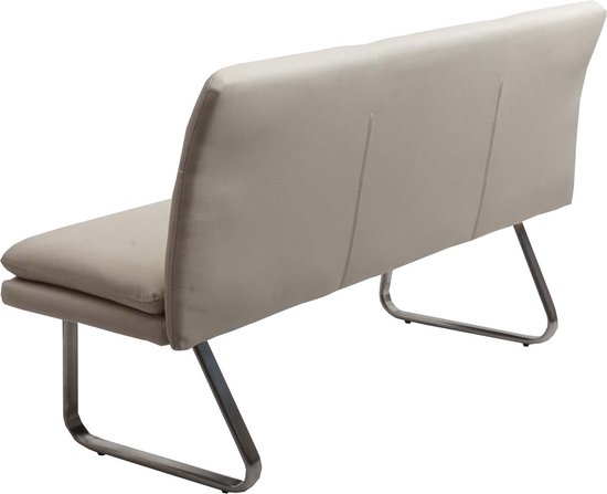 Canapé MCW-H70, canapé de salle à manger canapé rembourré, dossier tissu/textile acier inoxydable brossé ~ crème-beige 160cm