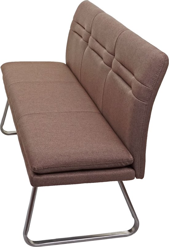 Canapé MCW-H70, canapé de salle à manger canapé rembourré, dossier tissu/textile acier inoxydable brossé ~ marron 160cm