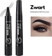 Wenkbrauwpotlood Waterproof | Natuurlijk Zwart | Natural Black | Langhoudend Professionele Wenkbrauwmake-up Pen met 4 Split heads