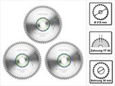 Festool set speciale cirkelzaagbladen 3x HW 216 x 30 x 2,3 mm TF64 216 mm ( 3x 500122 ) 64 tanden