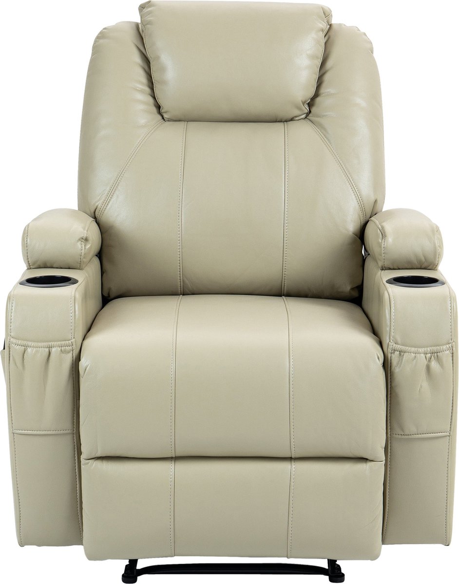 Afbeelding 3 van CLP Hepler Fauteuil Met Massagefunctie Creme Kunstleer