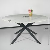 Eettafel rond 150cm Jenna marmerlook wit ronde tafel