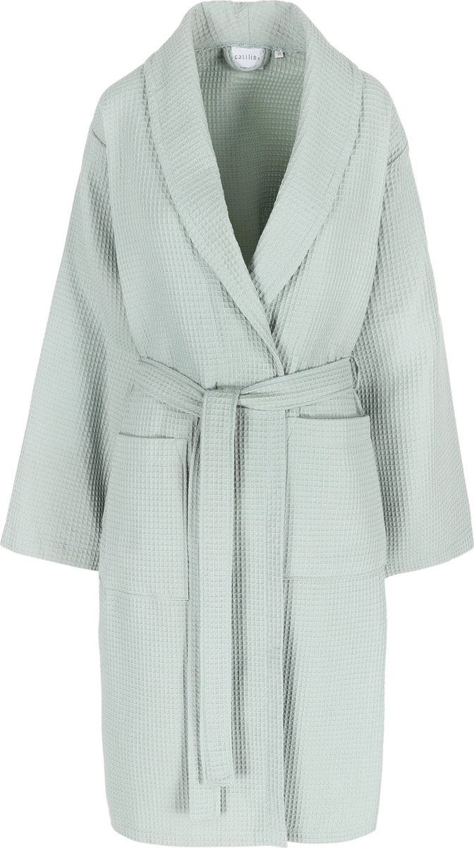 Casilin - Badjas voor Dames en Heren - Maat XL - Sauna Wafelbadjas Voor Volwassen - Met riem - Katoen - Absorberend - Wasmachinebestendig - Groen