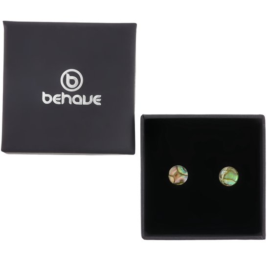 Boucles d'oreilles d'oreilles Behave - boucles d'oreilles clous - coquille d'ormeau - multicolore - 1 cm