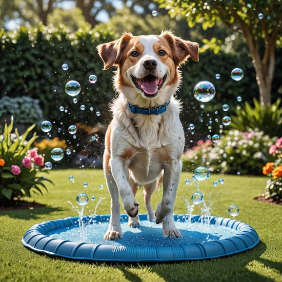 PetsHome Koel Sprinkler Mat - Hond en Kat - S - 100 cm - Blauw