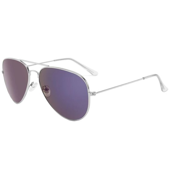 Fako Sunglasses® - Pilotenbril - Piloot Zonnebril - Heren Zonnebril - Dames Zonnebril - Zilver - Donkerblauw van Fako Sunglasses® — afbeelding 2