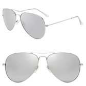 Fako Sunglasses® - Pilotenbril - Piloot Zonnebril - Heren Zonnebril - Dames Zonnebril - Zilver - Zilver