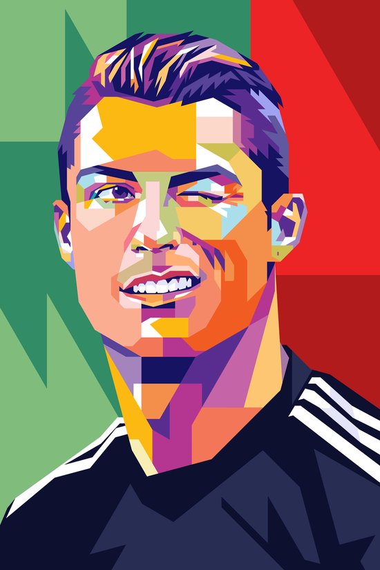 Ronaldo Poster | Knipoog Poster | Voetbalposter | Sportsterposter | Charismaposter | Aantrekkingskrachtposter | Supersterposter | 51×71cm | Wanddecoratie | Muurposter | Geschikt om in te lijsten