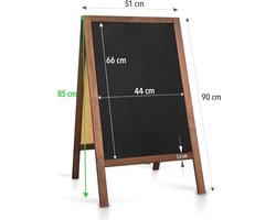 Krijtstoepbord- 51x90 cm - Klassiek hout krijtbord - Krijtbord – Stoepbord – Krijtbord horeca - Reclamebord - Dubbelzijdig