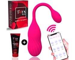 Toys Hub® Vibrator Deluxe met App Control – Incl. Glijmiddel & EBOOK – Geschikt voor IOS & Android – Met Opbergzakje – Sex Toys voor Vrouwen – Vibrerend Ei – Vibrators voor Vrouwen & Koppels – Clitoris Stimulator