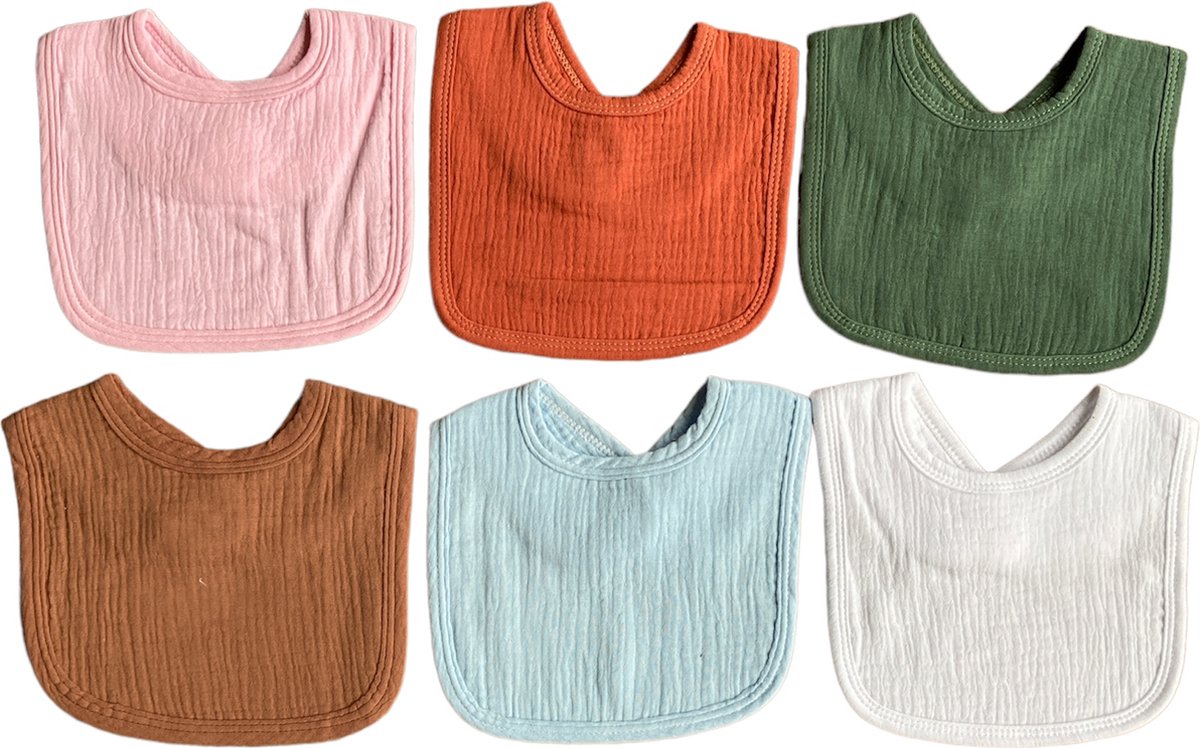 Goedkoopste IL BAMBINI -set van 6 katoenen slabbetjes - Mousseline - Hydrofiel- Super absorberend - 100 organisch katoen - hydrofiel - slabber - kwijl slabbetjes - slabbertjes baby- kraamcadeau meisje - set 3