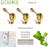 Geckoteq GT0150 10x Floreat wandhaken-messing-met spijkers-schilderij opanghaken-No 0/9 x 14mm