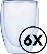 STEGGER - Dubbelwandige Glazen - Dubbelwandige Koffieglazen - Dubbelwandige Theeglazen - 350ml - 6 stuks