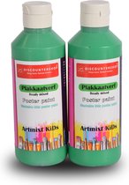 Groene Plakkaatverf 250ml | Hoogwaardige Verf voor Creatieve Volwassenen en Kinderen | Breedte 5cm x Hoogte 16cm | 2 Stuks Plakkaatverf | Uitwasbaar & Niet-Giftig | Ideaal voor Schildersessies en Knutselprojecten