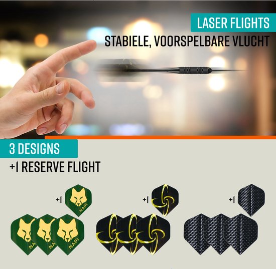 NAPI Darts - 3 Dartpijlen (40-delig) - 23/25 Gram Dartspijlen - Premium Brass Pijlen - Steeltip - Inclusief Dart Flights & Case
