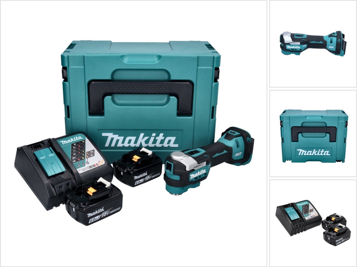 Makita DTM 52 RGJ accu multifunctioneel gereedschap 18 V Starlock Max Brushless + 2x accu 6,0 Ah + oplader + Makpac