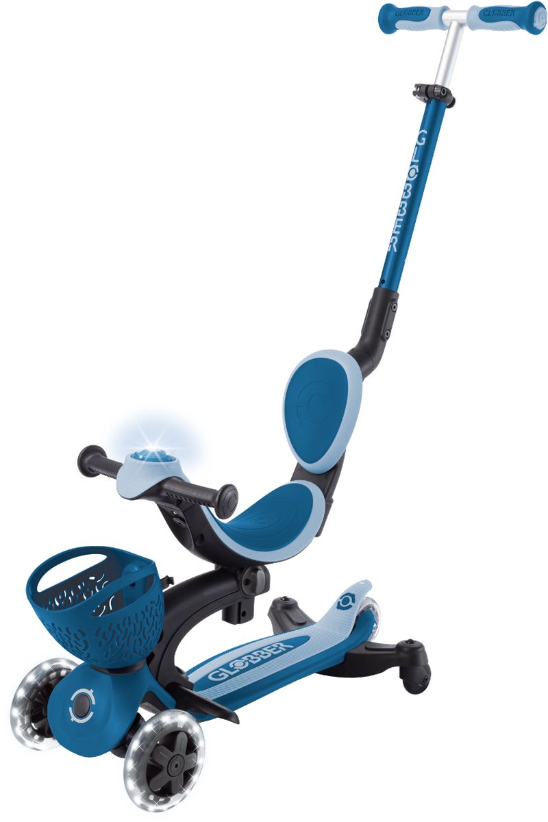 Bol.com Meegroeistep - Globber Go Up Baby Learn 360 - Blauw - Lichtgevende wielen - Vanaf 15 maanden aanbieding