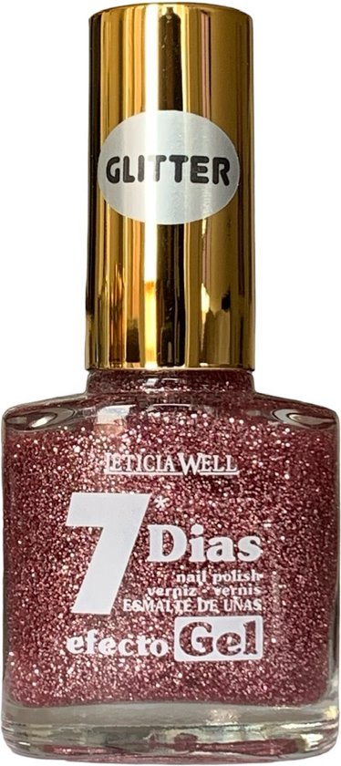 Leticia Well - Nagellak - Transparant met roze mini glitters - 1 flesje met 13 ml inhoud - Nummer 333