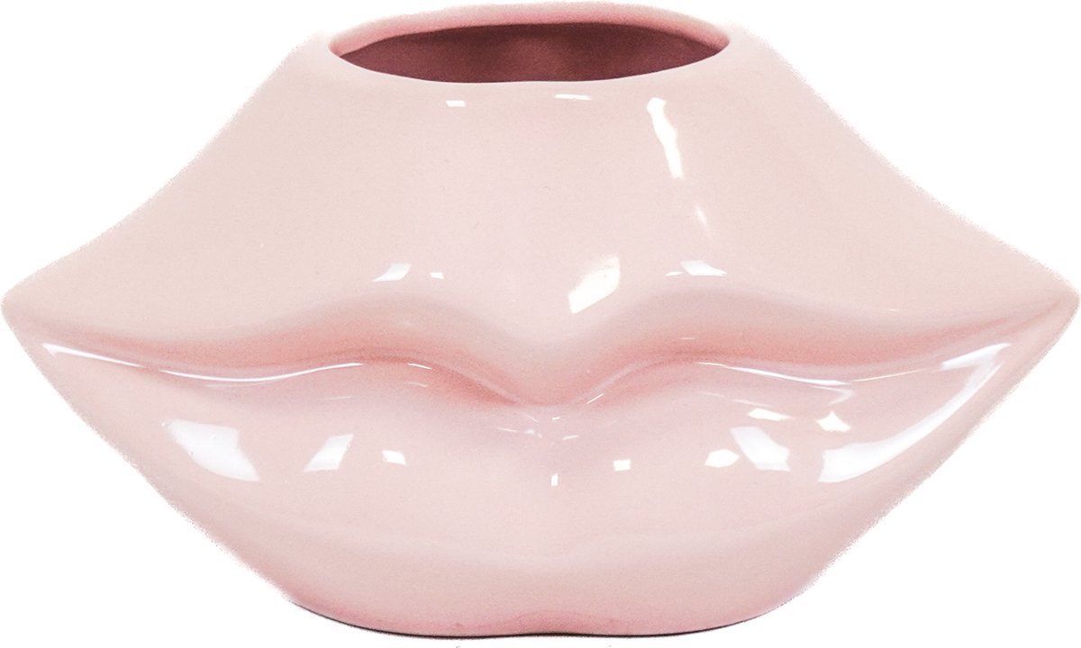 Housevitamin Lips Don't Lie Vaas - Bloempot Licht Roze - 21x19x11cm - Dopamine Decor