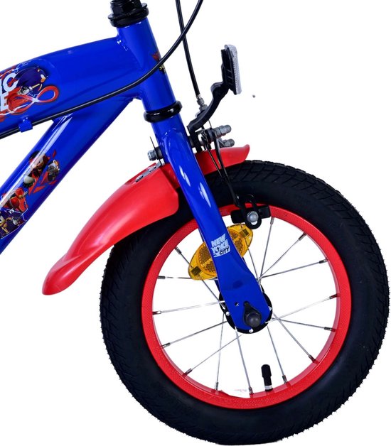 Sonic Prime Prime Kinderfiets Jongens 12 inch Blauw Rood Twee handremmen van Sonic Prime — afbeelding 3