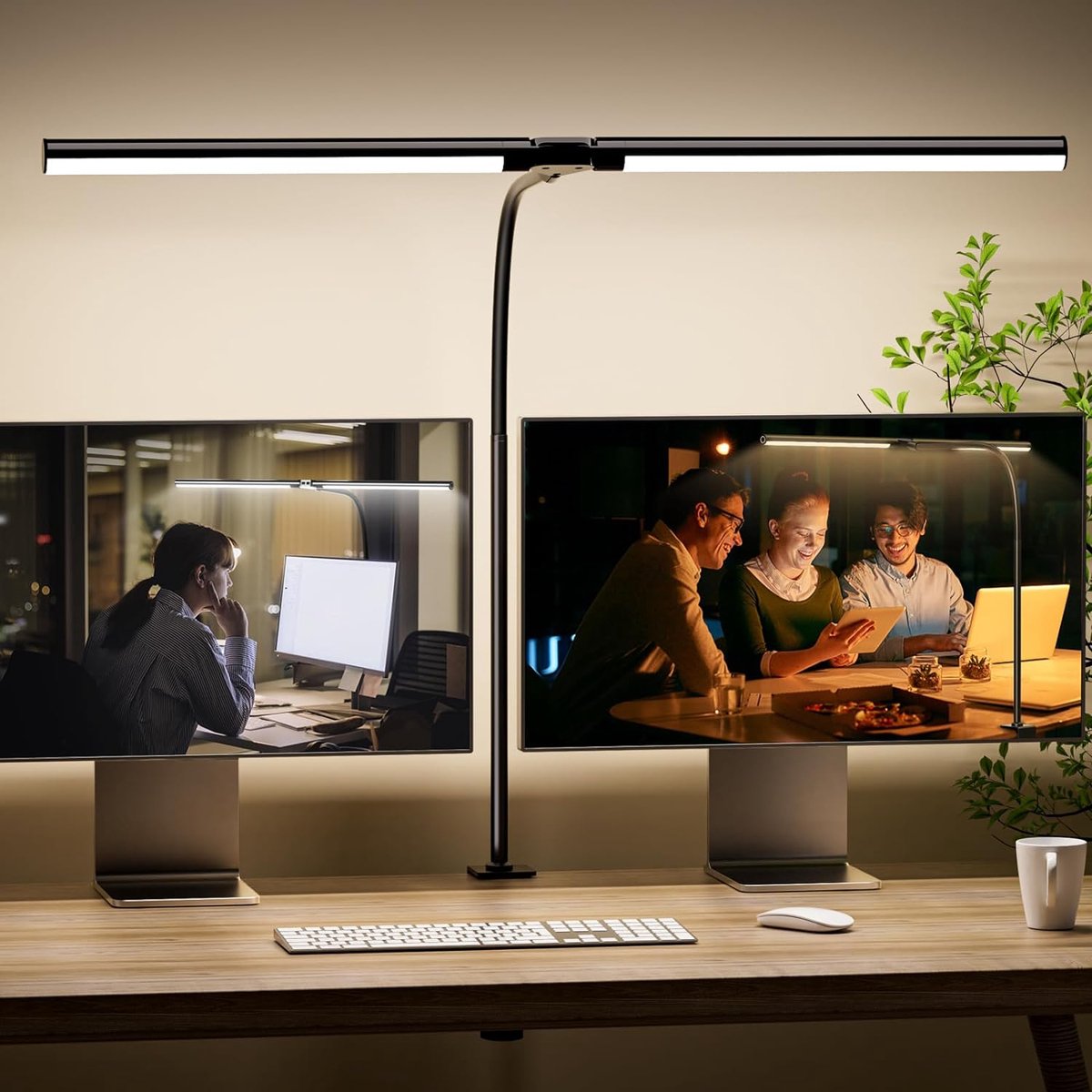 Quntis 80cm Led-bureaulamp dimbaar opvouwbaar, krachtige tafellamp met klem/flexibele hals, touch-licht om te lezen of gamen, als computerverlichting, architectenlamp, oogbescherming