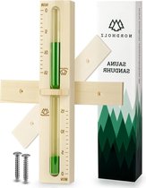 15-minuten Oudersauna Zandloper van Dennenhout met Hittebestendig Glas - Donkergroen - 2 Schroeven - Hoogwaardige Accessoires sauna hourglass
