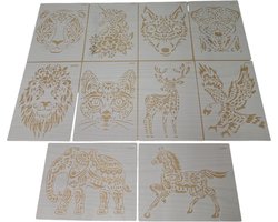 MGM Trading - 10 stuks Dierenschildersjablonen, 29 x 21 cm, Herbruikbare en Wasbare Stencils voor Schilderen, Scrapbooking, Fotoalbums, DIY Cadeaukaarten en Kindergeschenken
