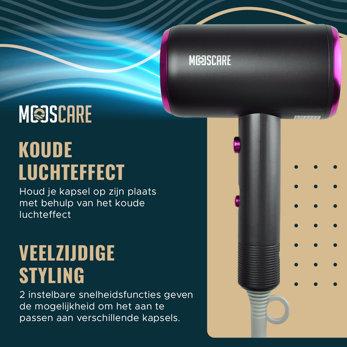 MOOSCARE Ionische Fohn met Diffuser en Borstel - afbeelding 2