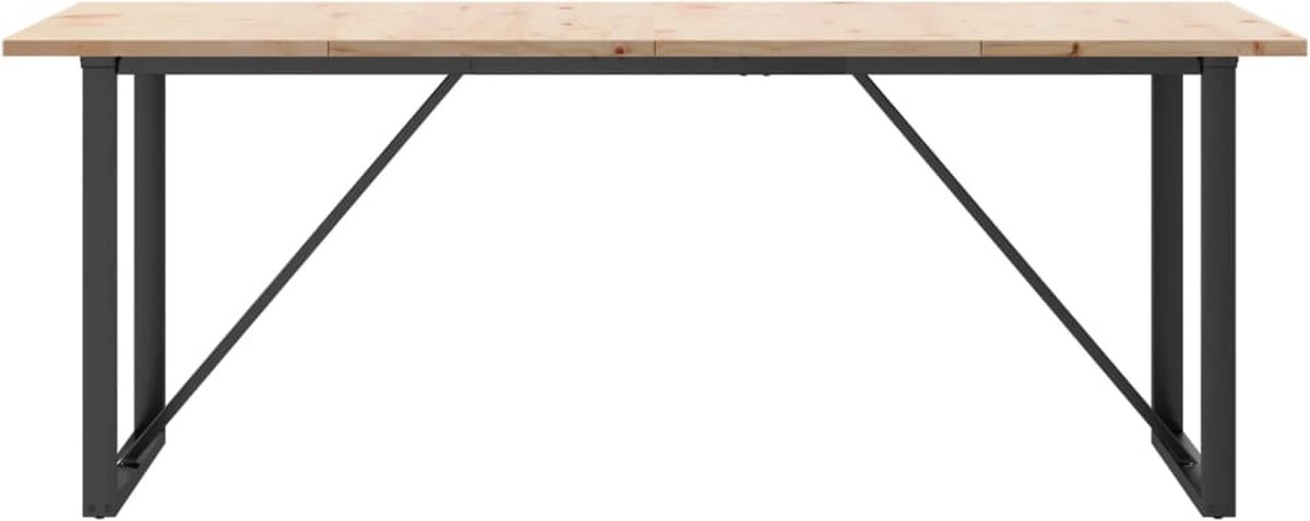 vidaXL Eettafel - O-frame - 200x100x75,5 - cm - grenenhout - en - staal Bruin