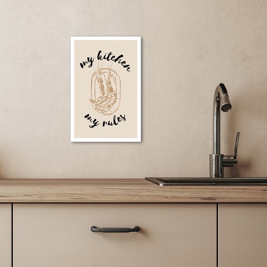 Tableau sur toile 20x30 cm - Décoration murale Beige - Crevette - Cocktail - Abstrait - Mes règles de cuisine - Accessoires de Décoration murale - Décoration murale de Cuisine - Peintures sur toile