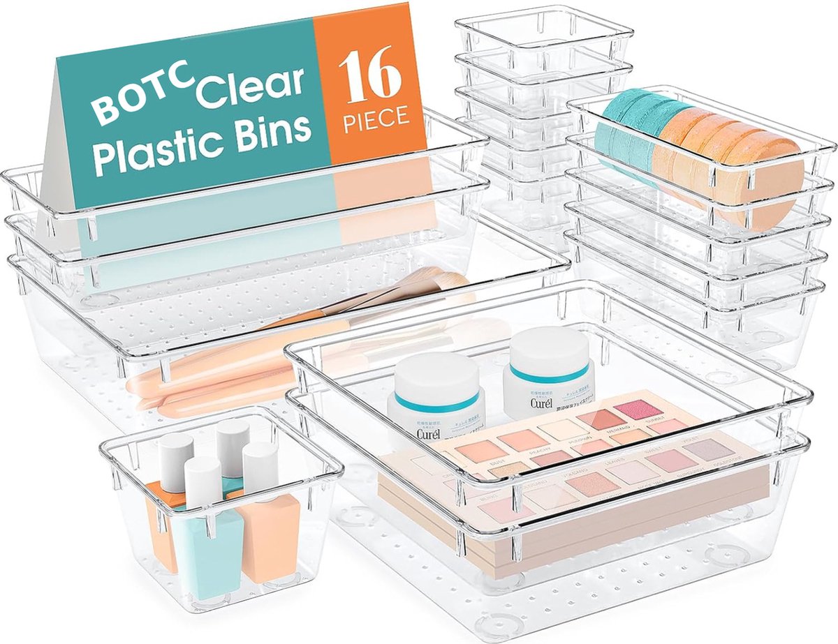 BOTC Lade Organizer - Organizer bakjes - 16 Stuks - Keuken organizers - Make Up - Gereedschap - Organizers - Transparant