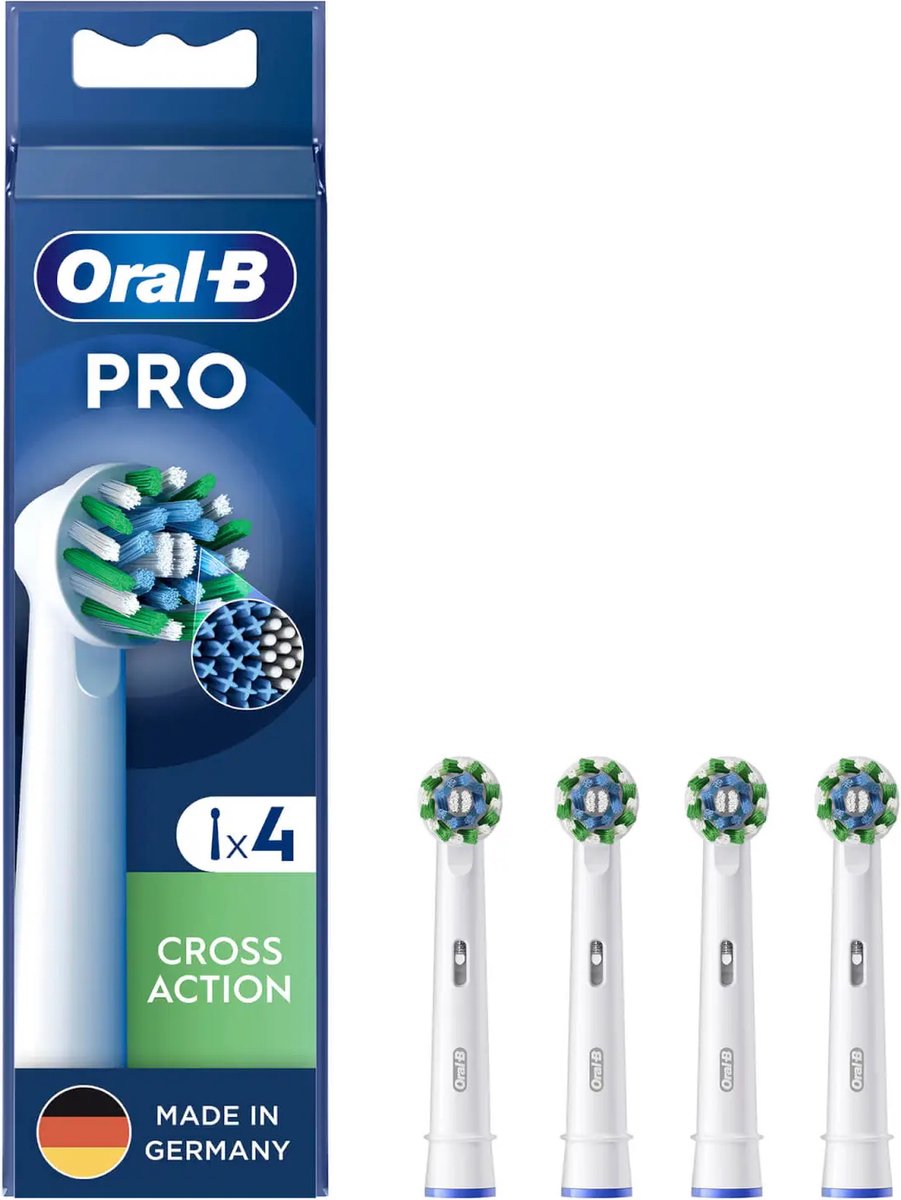 Oral-B Pro Cross Action – Vervangende Opzetborstels – 4 Stuks – Voor Grondige Reiniging