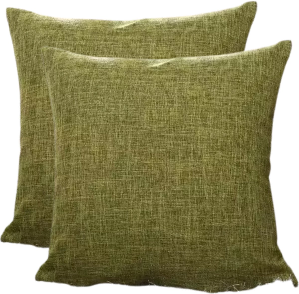 Sierkussenhoes Groen 45x45 cm Set van 2 - Linnen Look Effen Dit zijn Kleurrijke Woonkamer Kussenshoezen van LiveOnce