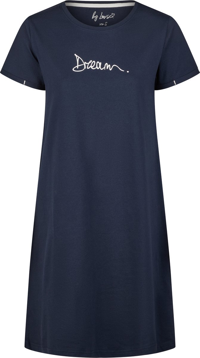 By Louise Essential Dames Nachthemd Korte Mouw Dream Blauw Navy