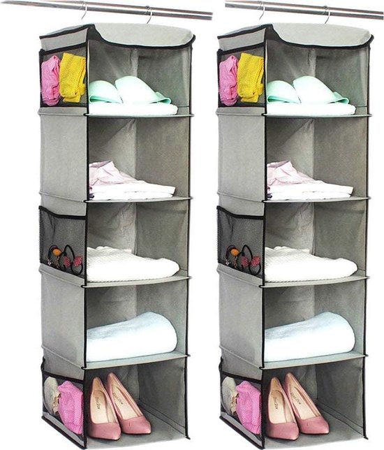 Hangorganizer, gevlochten mand, hangende wandorganizer, 3 etagère, hangende tas van