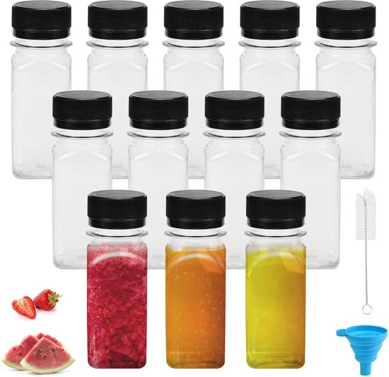 LUPATDY Set van 2 glazen flessen van 1 liter, glazen flessen met deksel, glazen waterfles, glazen sapflessen met schroefdop om te vullen